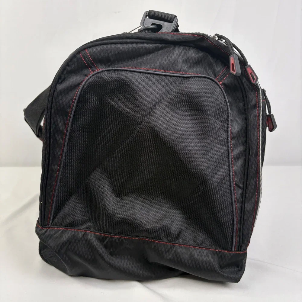 TaylorMade Black Golf Duffel Bag Red Stitching Travel Gym Sports Carryall